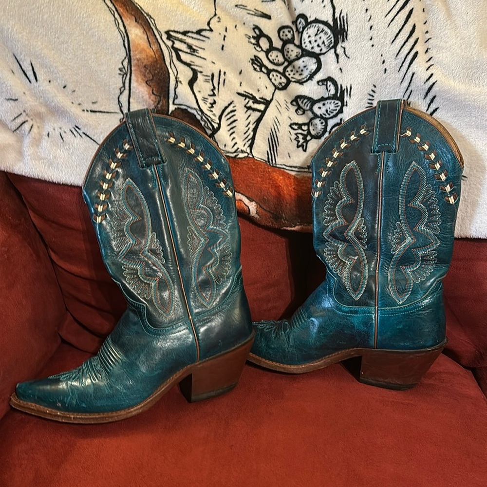 Dark teal Justin boots
